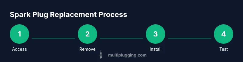 Process infographic showing spark plug replacement steps for Echo SRM-225