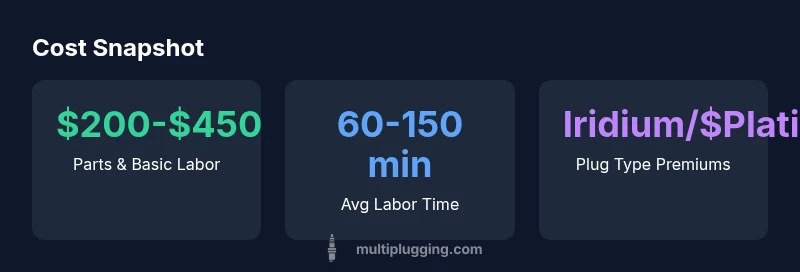 Infographic showing cost ranges for BMW spark plug replacement