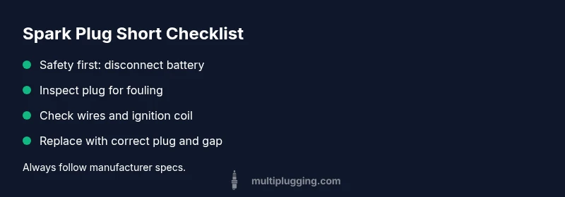 Infographic checklist for diagnosing spark plug shorts