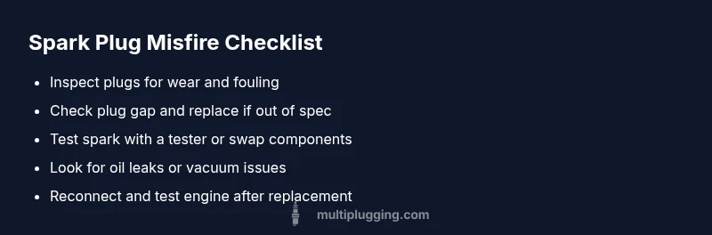 Checklist infographic for diagnosing spark plug misfires