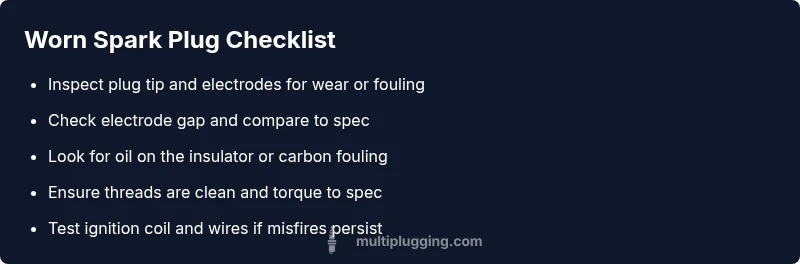 Checklist infographic for worn spark plugs maintenance