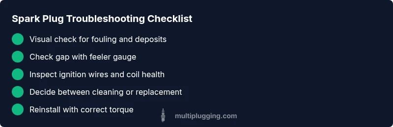 Checklist for diagnosing spark plug problems