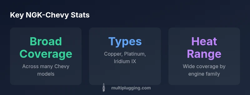 Infographic showing NGK plug types and heat range options for Chevy engines