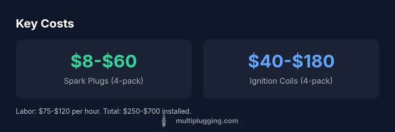Infographic comparing spark plugs and ignition coils costs