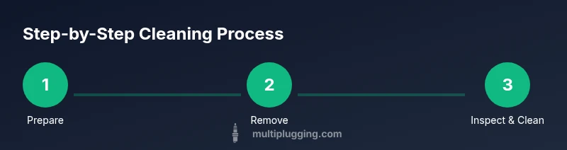 Process infographic showing steps to clean a spark plug