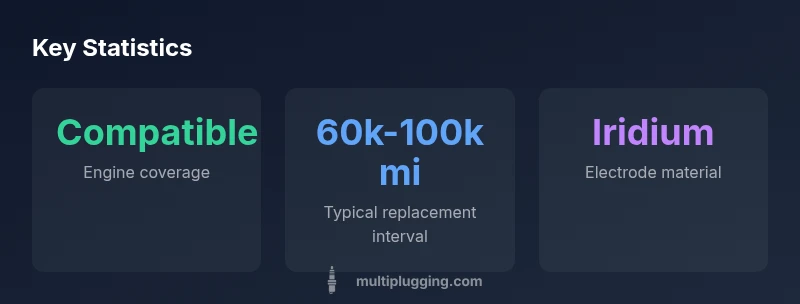 Infographic showing spark plug 794 00055a compatibility, service life, and material