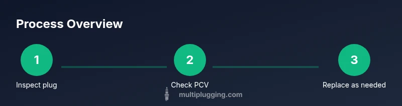 Process diagram showing inspection, PCV check, and replacement steps
