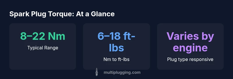 Infographic showing spark plug torque ranges in Nm and ft-lbs
