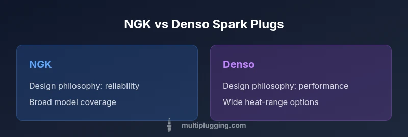NGK vs Denso spark plug comparison infographic