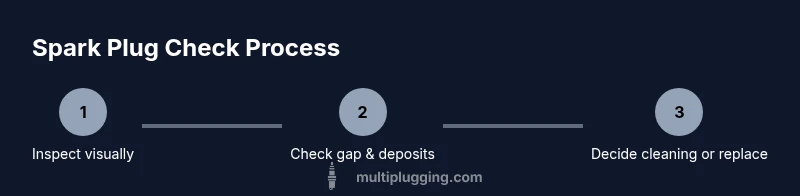 Process diagram showing spark plug check steps