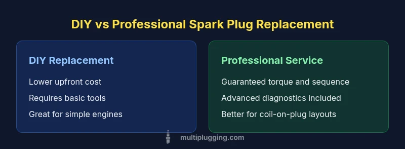Infographic comparing DIY and professional spark plug replacement