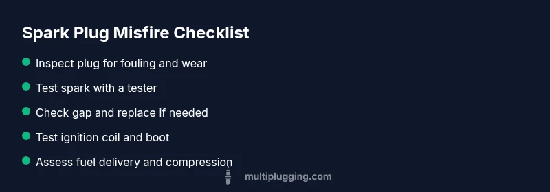 Checklist infographic for diagnosing spark plug misfire