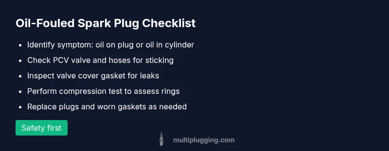 Checklist infographic for oil-fouled spark plugs