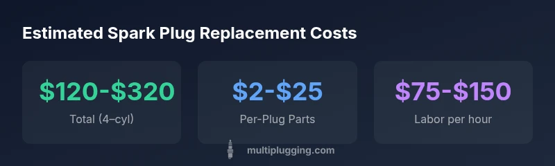 infographic showing spark plug replacement cost ranges