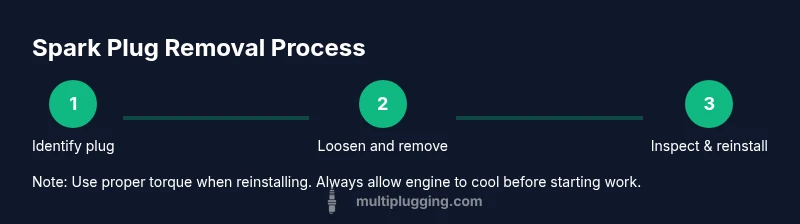 Process diagram showing spark plug removal steps
