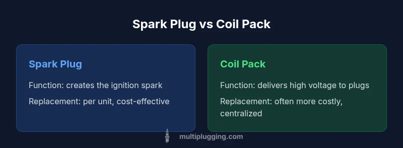 Infographic comparing spark plug and coil pack