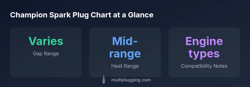 Infographic showing champion spark plug chart key stats and compatibility