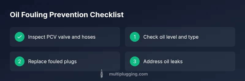 Checklist for diagnosing oil fouling on spark plugs