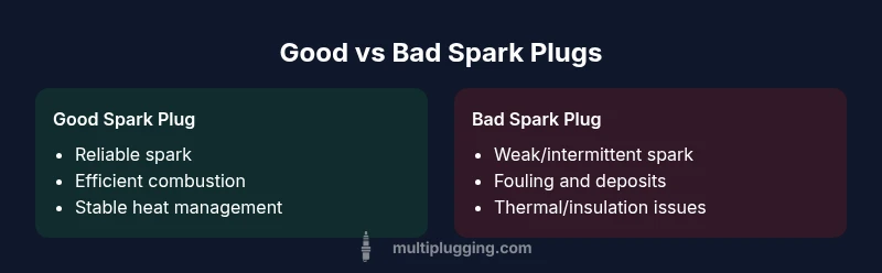 Comparison infographic showing good vs bad spark plugs