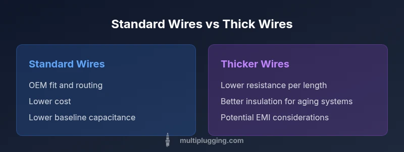 Visual comparison of standard vs thicker spark plug wires