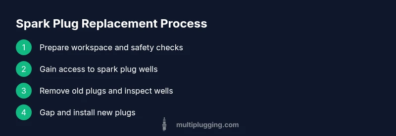 Process diagram showing spark plug replacement steps for Can-Am X3