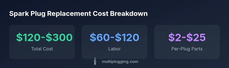 infographic showing spark plug replacement cost breakdown for different plug types and labor