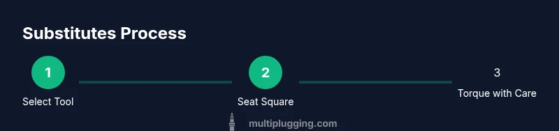 Tailwind infographic showing a 3-step process to substitute tools for spark plug sockets
