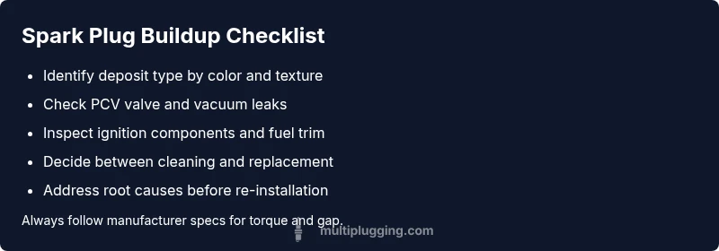 Checklist infographic showing common spark plug fouling causes and prevention