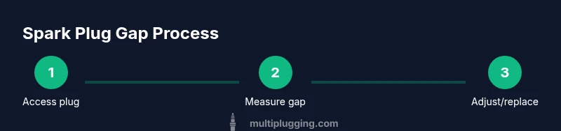 Infographic showing steps to check spark plug gap on a push mower