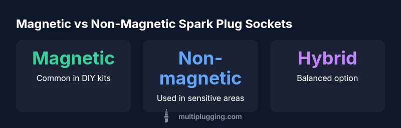 Infographic comparing magnetic and non-magnetic spark plug sockets