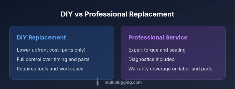Infographic comparing DIY vs Professional spark plug and ignition coil replacement